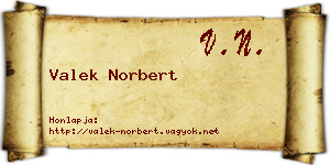 Valek Norbert névjegykártya